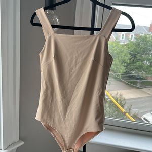 Beige / cream / nude body suit square neck tank